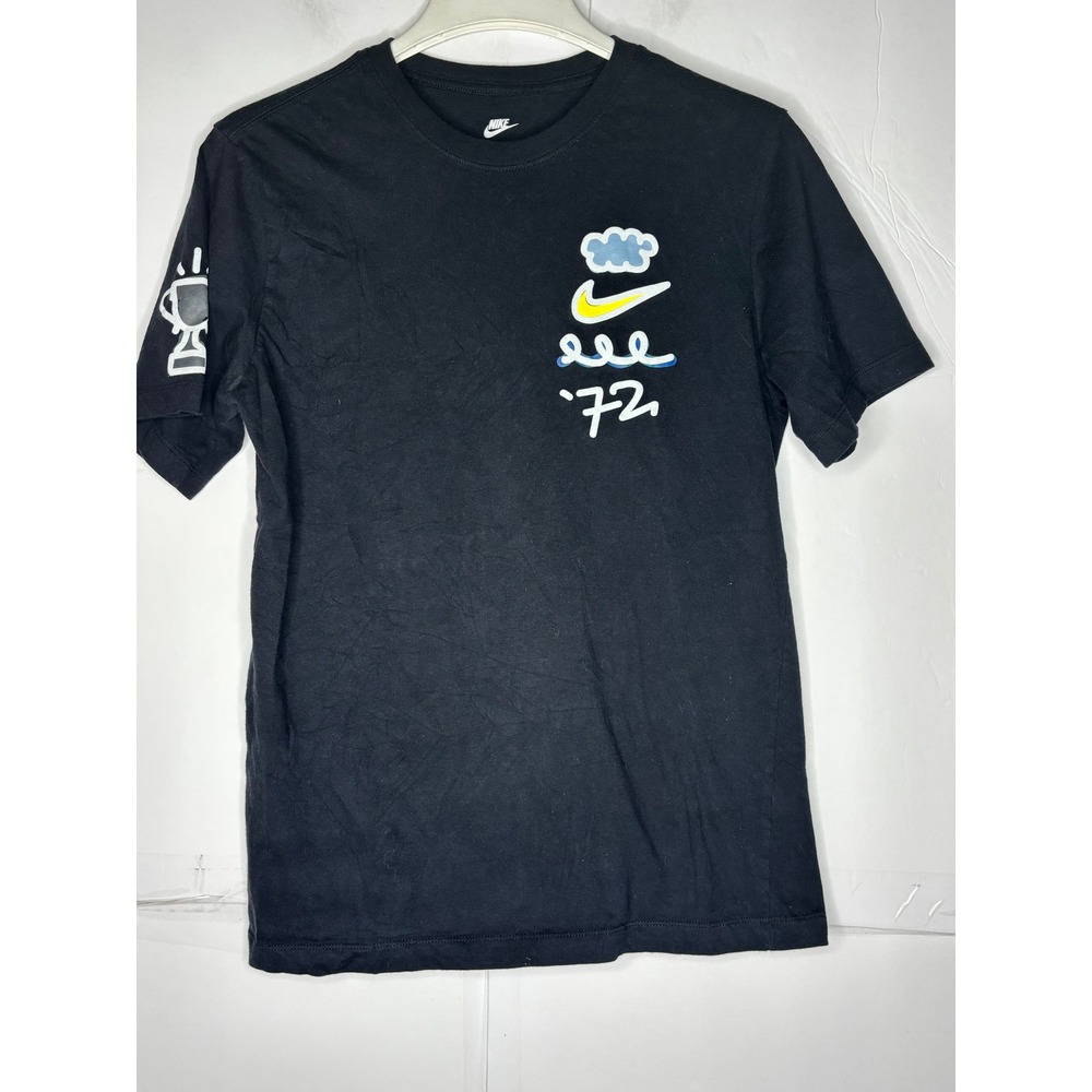 Nike Mens Black Graphic‎ T-Shirt Short Sleeve Doodle Art '72 Trophy Small